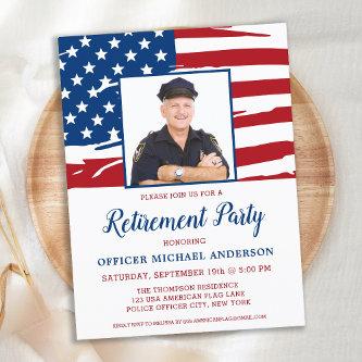 Budget Police Retirement Party Photo USA Flag Card