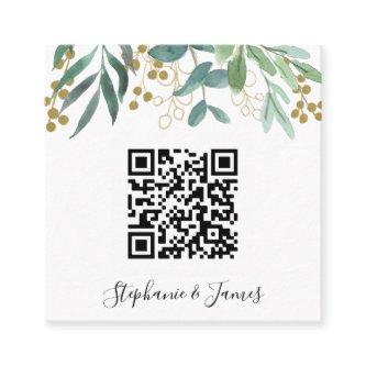 Budget QR Code Eucalyptus Berry Wedding Invitation