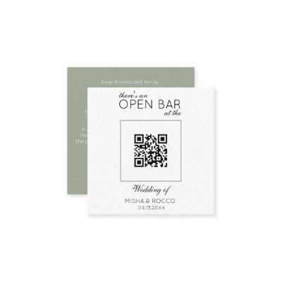 Budget QR Code Open Bar Minimalist Sage Wedding Square