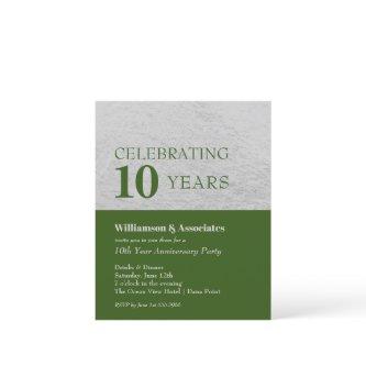 Budget Silver Green Business Anniversary Invites