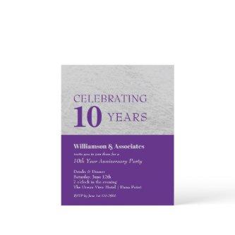 Budget Silver Purple Business Anniversary Invites