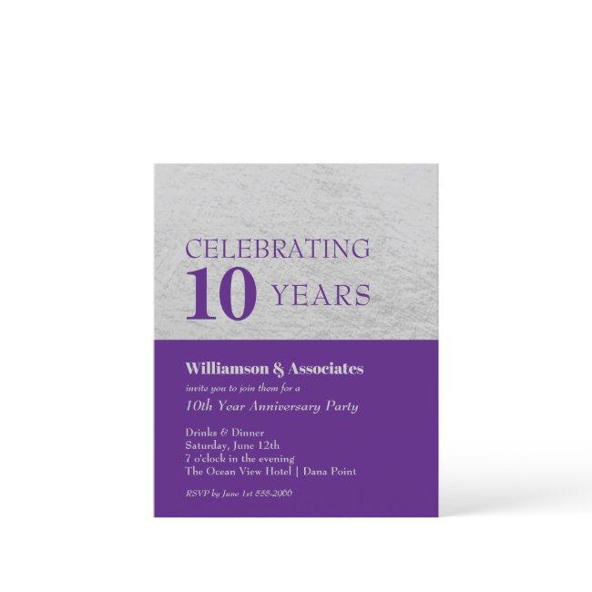 Budget Silver Purple Business Anniversary Invites