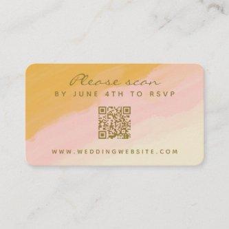 Budget Watercolor Pink Yellow QR Code RSVP Card