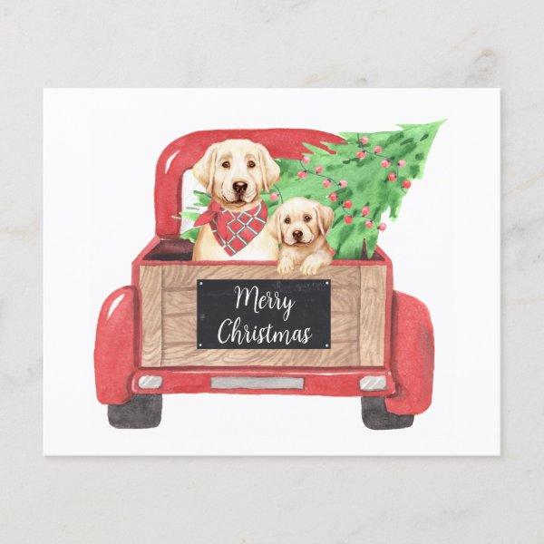 Budget Yellow Lab Puppy Dog Red Christmas Truck