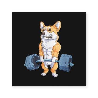 Buff Power Lifting Corgi Bodybuilder Square