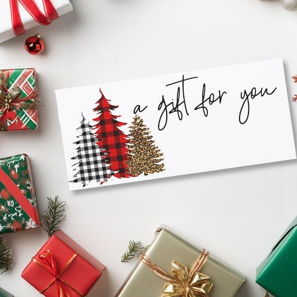 Buffalo Plaid Christmas Gift Card Trees Leopard