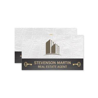 Building Logo | White Leather | Skeleton Key