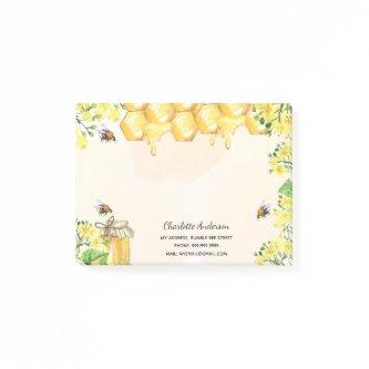 Bumble bees honey yellow floral business post-it notes