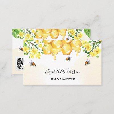 Bumble bees honey yellow floral qr code