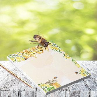 Bumble bees honey yellow florals name business notepad