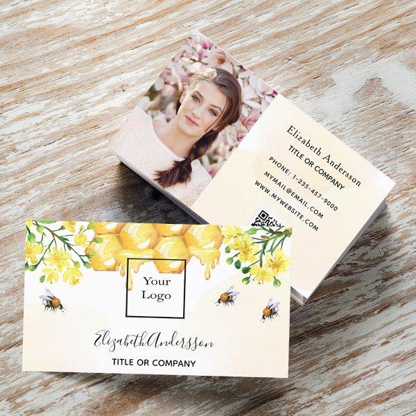 Bumble bees honey yellow photo qr code logo
