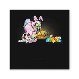 Bunny Zombie With Carrot Hunt Eggs Easter Day Square