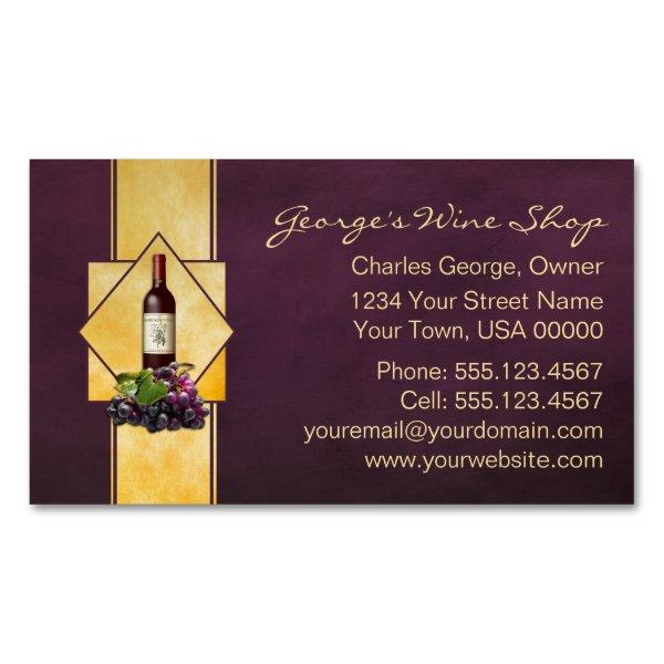Burgundy and Gold Wine Shop Magnetic