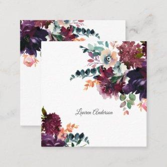 Burgundy and Plum Watercolor Floral Square