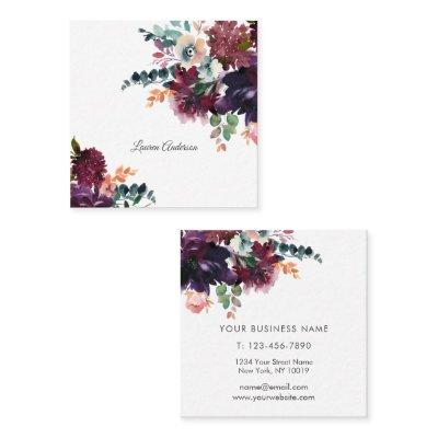 Burgundy and Plum Watercolor Floral Square