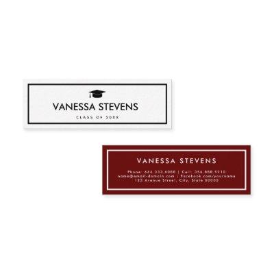 Burgundy and White Classic Graduation  Calling Card