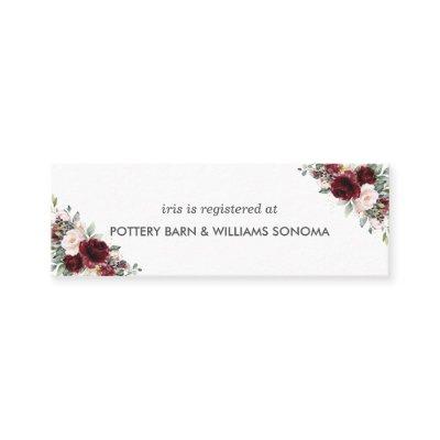 Burgundy Blush Floral Bridal Registry Card Mini