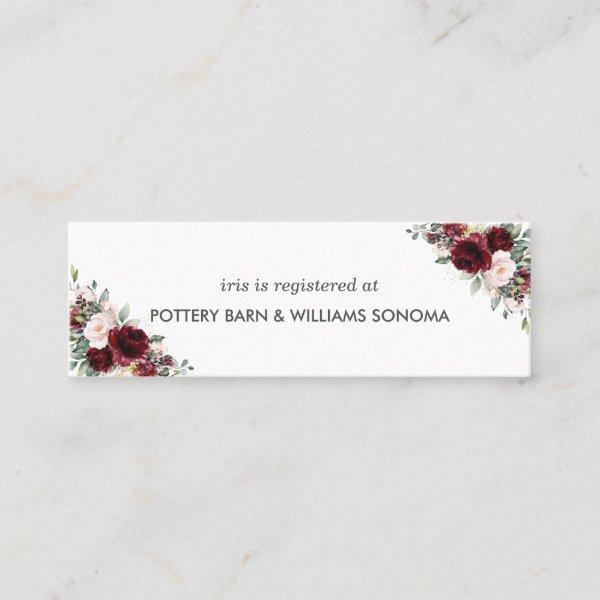 Burgundy Blush Floral Bridal Registry Card Mini