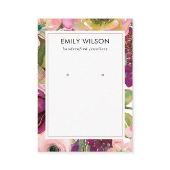 BURGUNDY BLUSH FLORAL STUD EARRING DISPLAY CARD