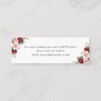 Burgundy Blush Floral Wedding Website Info Cards
