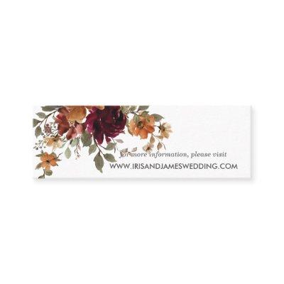 Burgundy Burnt Orange Floral Wedding Website Card