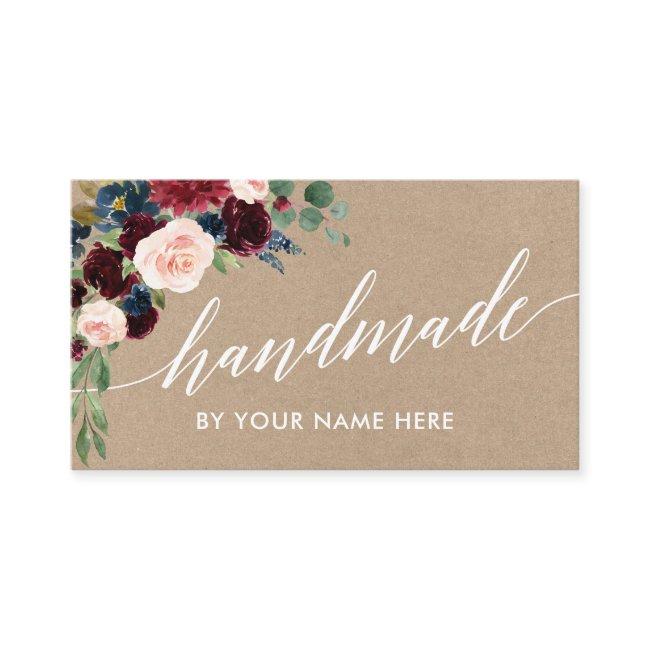 Burgundy Floral Calligraphy Hand Made Kraft Style