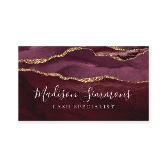 Burgundy Gold Agate Geode Monogram Girly Script