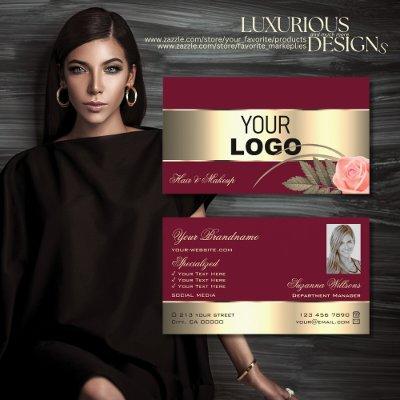 Burgundy Gold Decor Rose Flower with Logo Photo