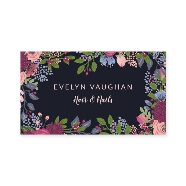 Burgundy Hydrangea & Pink Roses - Dark Blue