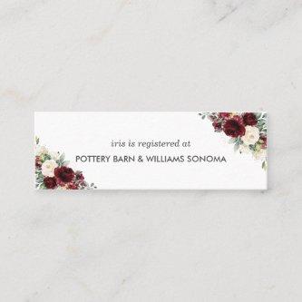 Burgundy Ivory Floral Bridal Registry Card Mini
