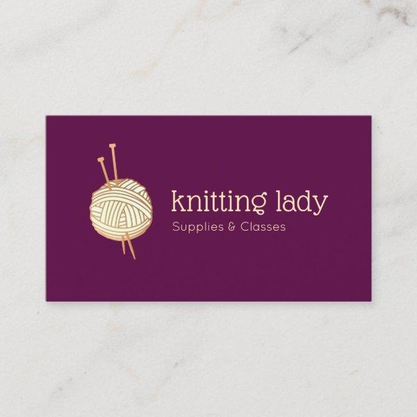 Burgundy Knitting Crochet Yarn Ball Logo