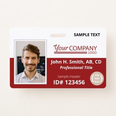 Burgundy Logo Entry Employee Photo ID Badge