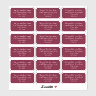 Burgundy Minimalist Guest Mailing List Simple Sticker