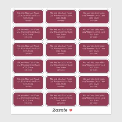 Burgundy Minimalist Guest Mailing List Simple Sticker