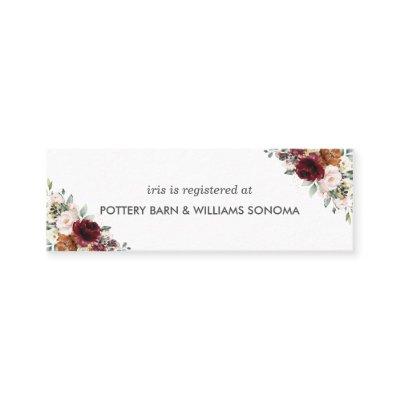 Burgundy Orange Floral Bridal Registry Card Mini