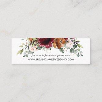 Burgundy Orange Floral Wedding Website Card Mini
