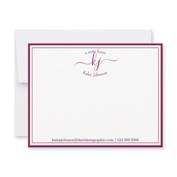 Burgundy Personalized | From The Desk Of Note Card