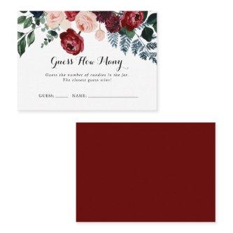 Burgundy Pink Navy Floral Guess How Many Game Card