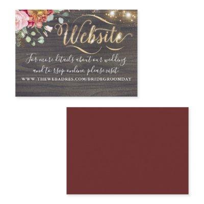 Burgundy Red Flowers Rustic Fall Wedding Website
