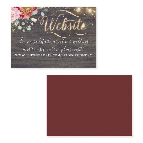 Burgundy Red Flowers Rustic Fall Wedding Website