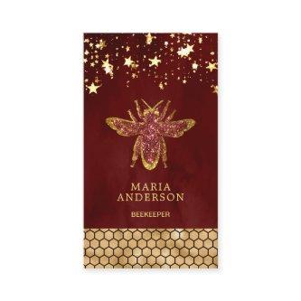 Burgundy Red Gold Glitter Honey Bee Beekeeper