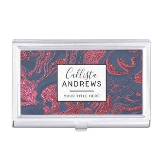 Burgundy Red Navy Blue Glitter Marble  Case