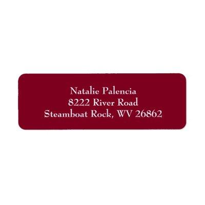 Burgundy & White Plain Return Address Labels