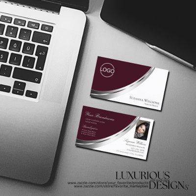 Burgundy White Silver Decor with Logo and Photo