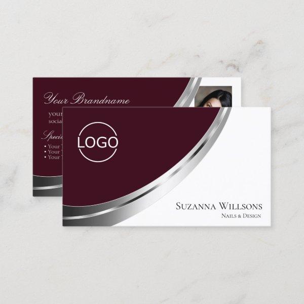 Burgundy White Silver Decor with Logo and Photo