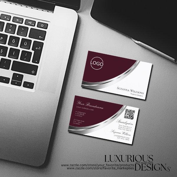 Burgundy White Silver Decor with Logo and QR-Code