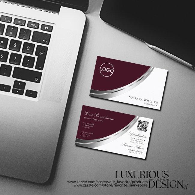 Burgundy White Silver Decor with Logo and QR-Code