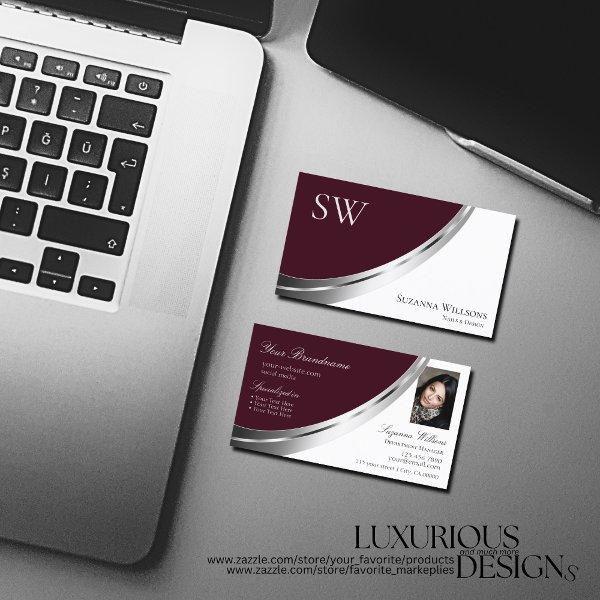 Burgundy White Silver Decor with Monogram & Photo