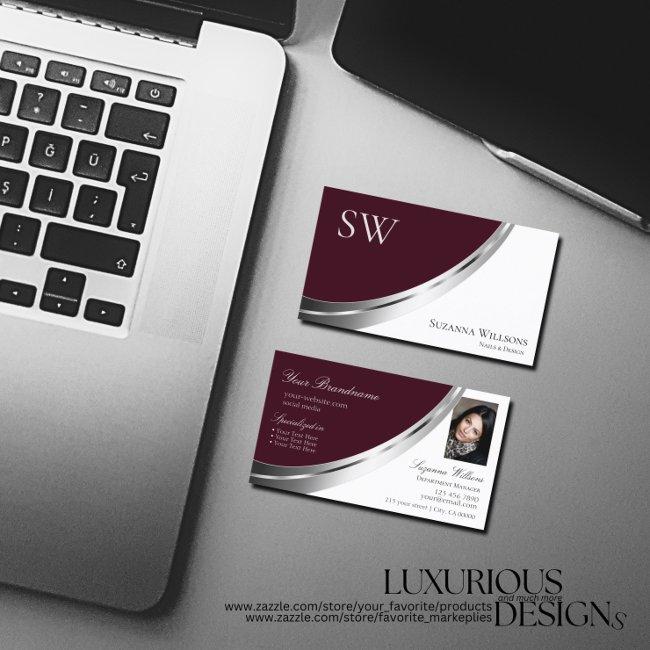 Burgundy White Silver Decor with Monogram & Photo