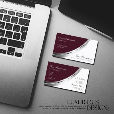 Burgundy White with Decorative faux Silver Decor